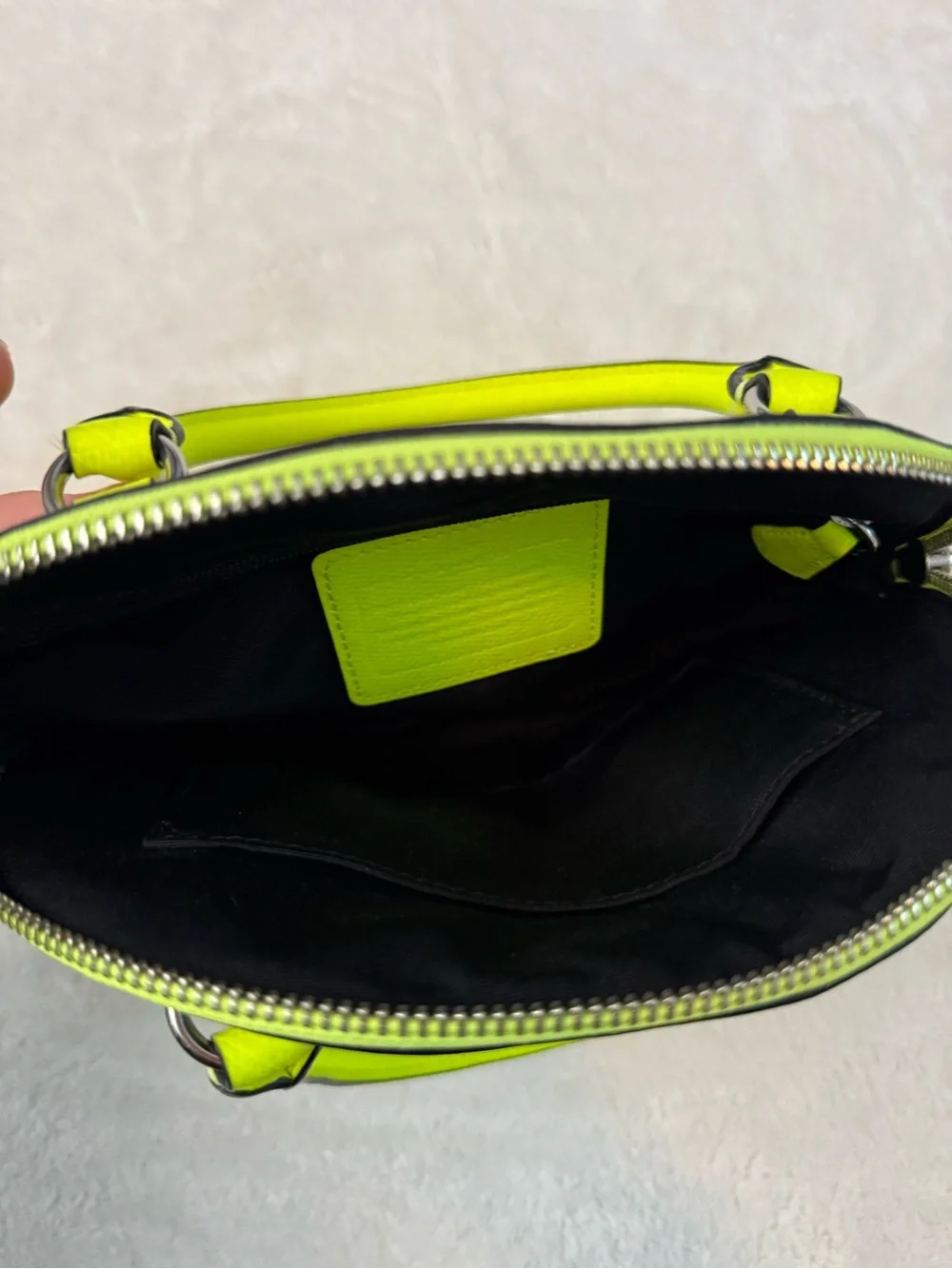 Coach Mini Dome Satchel in Neon Lime/Brown Logo Leather